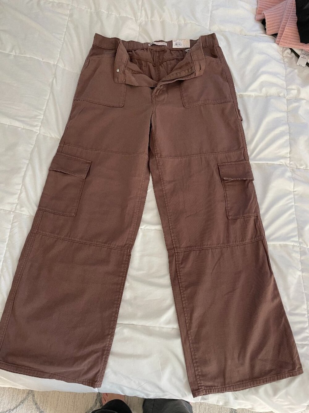 SO wide leg cargo pants, brown, size L